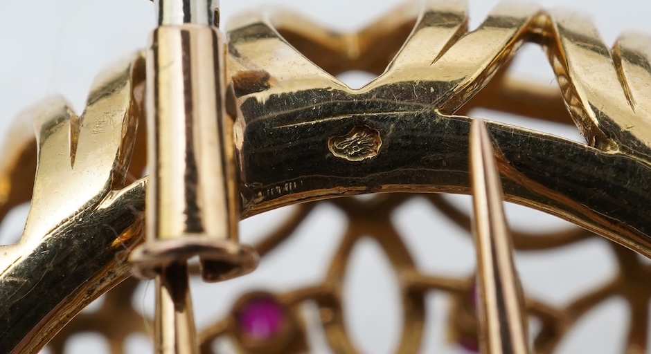 Mellerio dits Meller, a ruby and sapphire brooch, mid 20th century